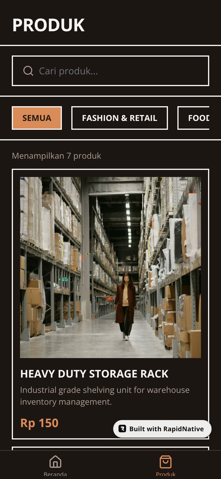 RapidNative App screen 3