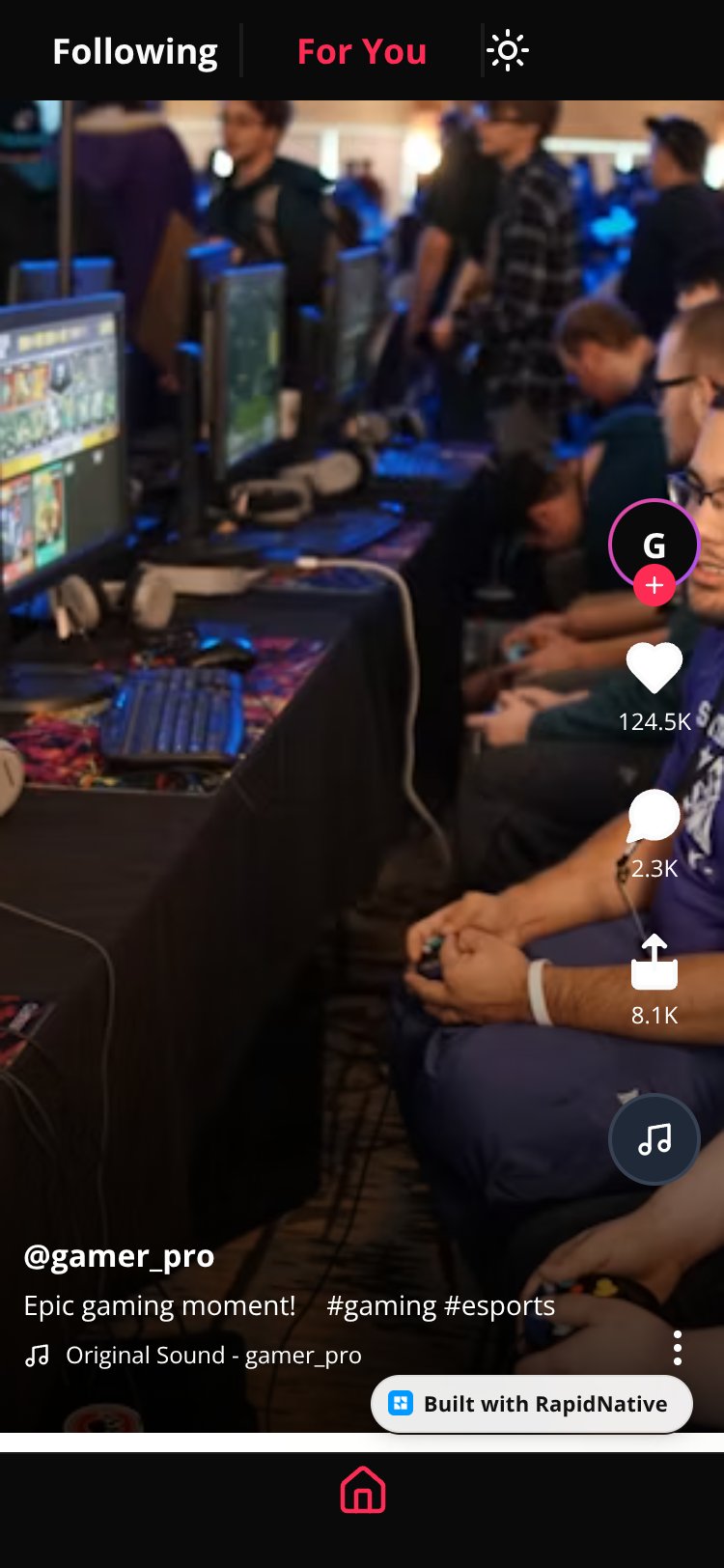 VidFeed screen 1