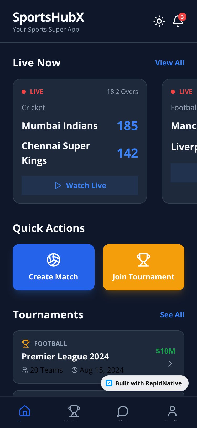 SportsHubX screen 3