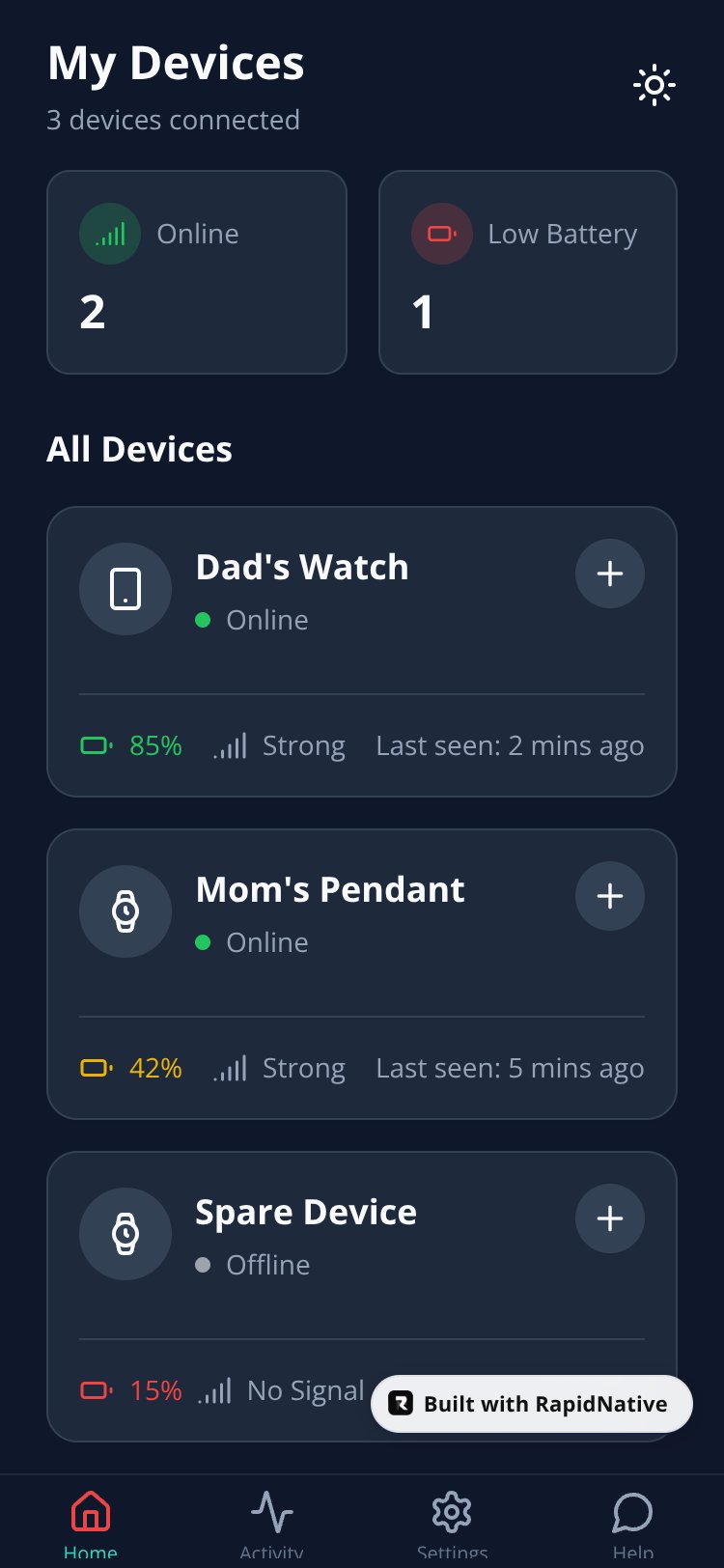 LiveLife Monitor screen 2