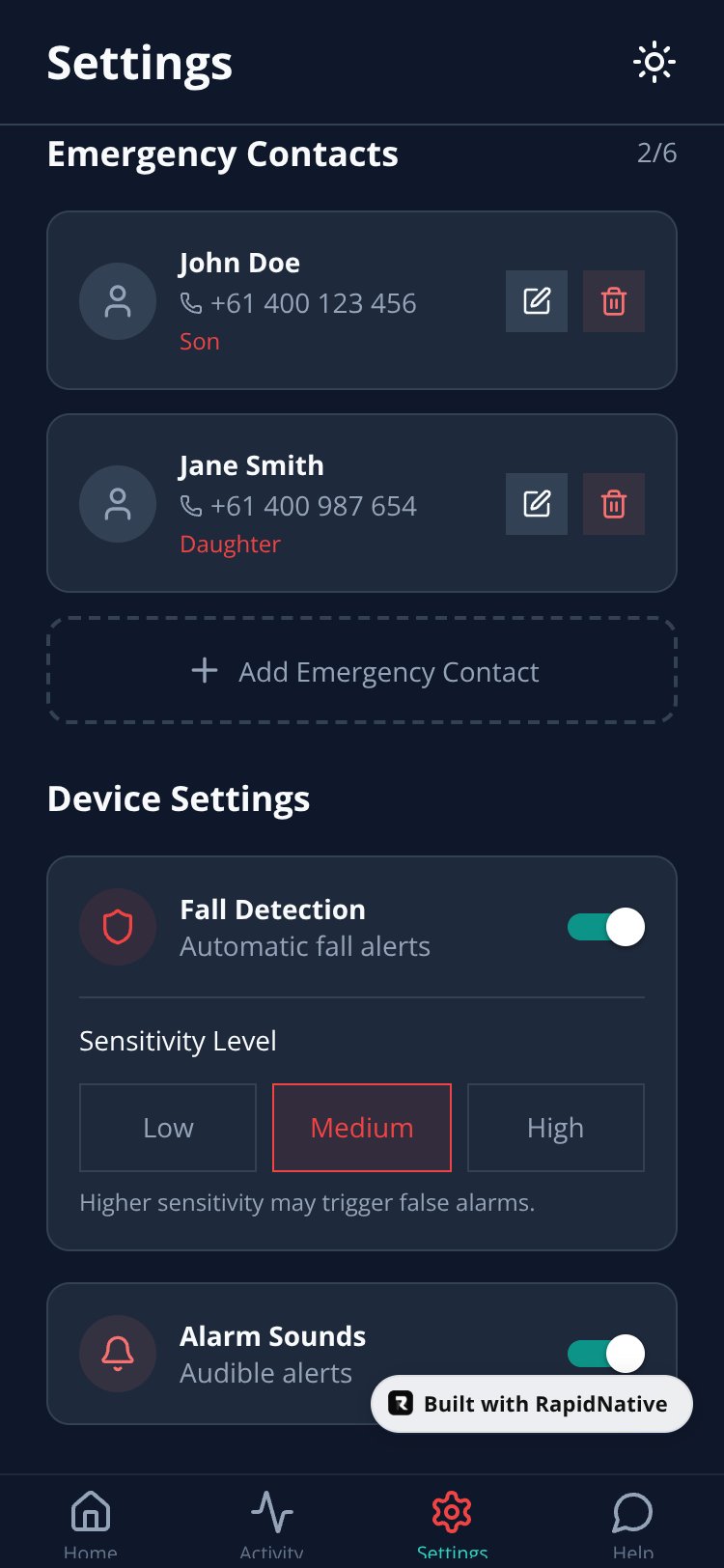 LiveLife Monitor screen 3