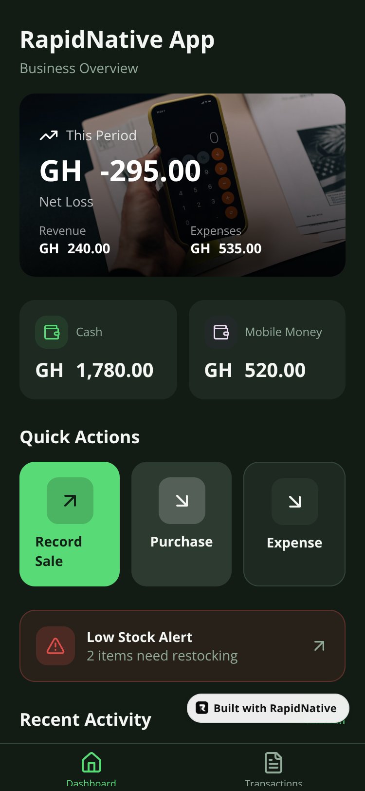RapidNative App screen 3