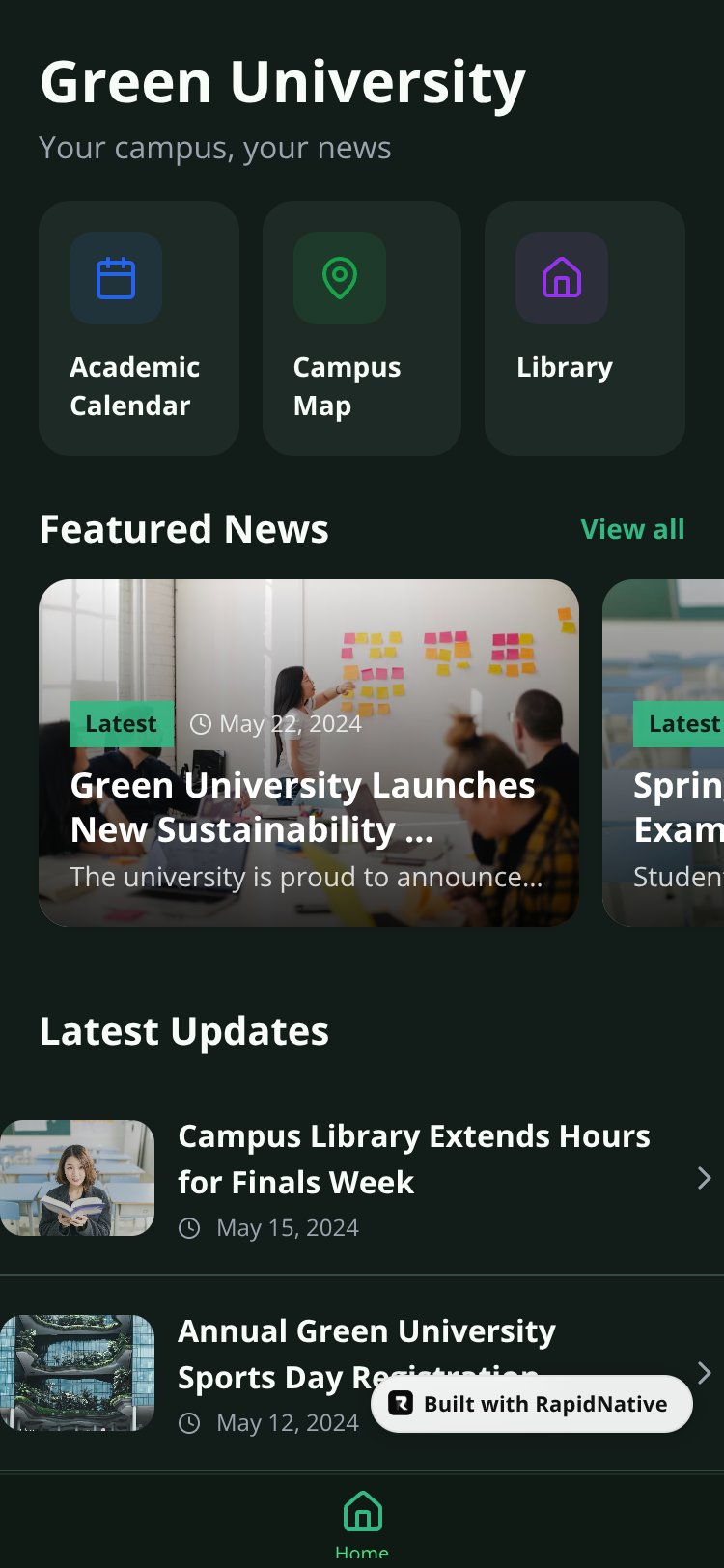Green University screen 3