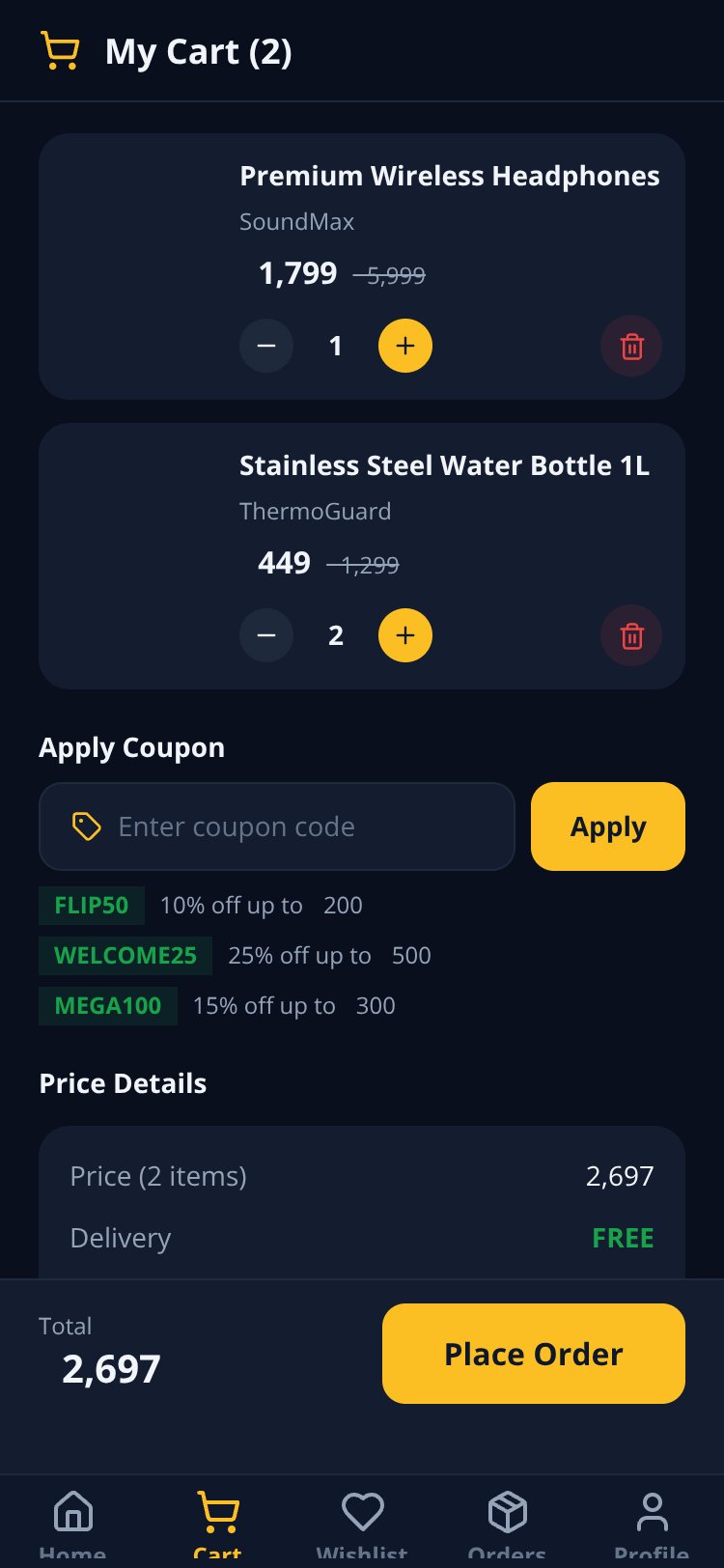 FlipShop screen 1