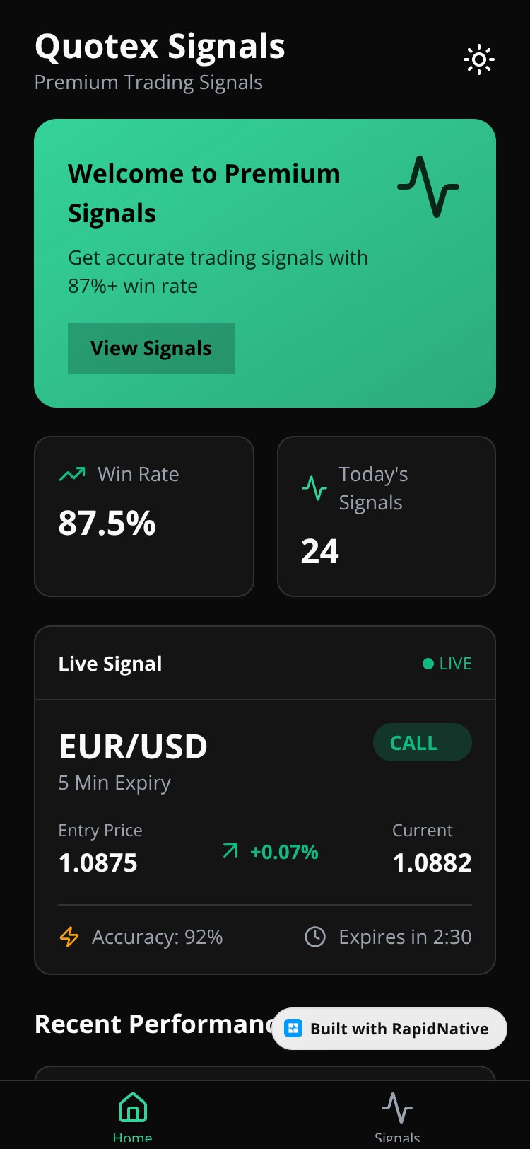 Quotex Signal screen 1