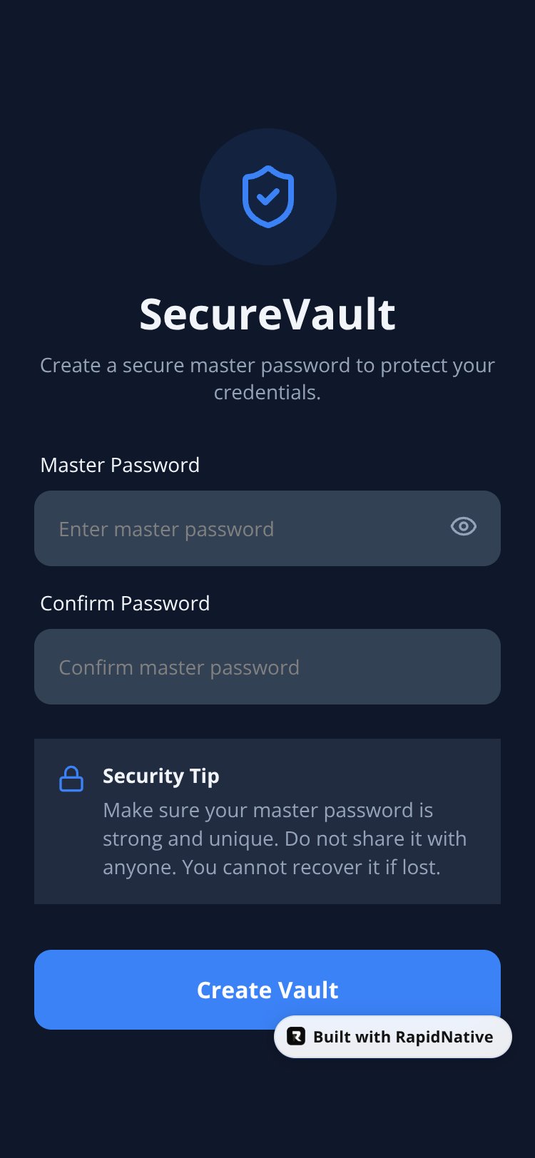 SecureVault screen 2