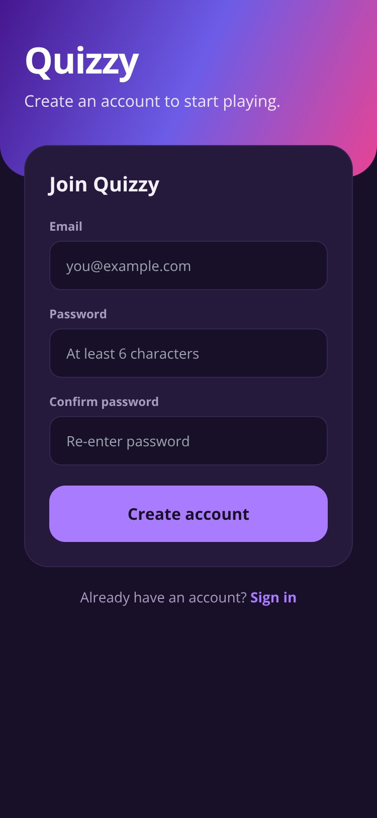 Quizzy screen 2