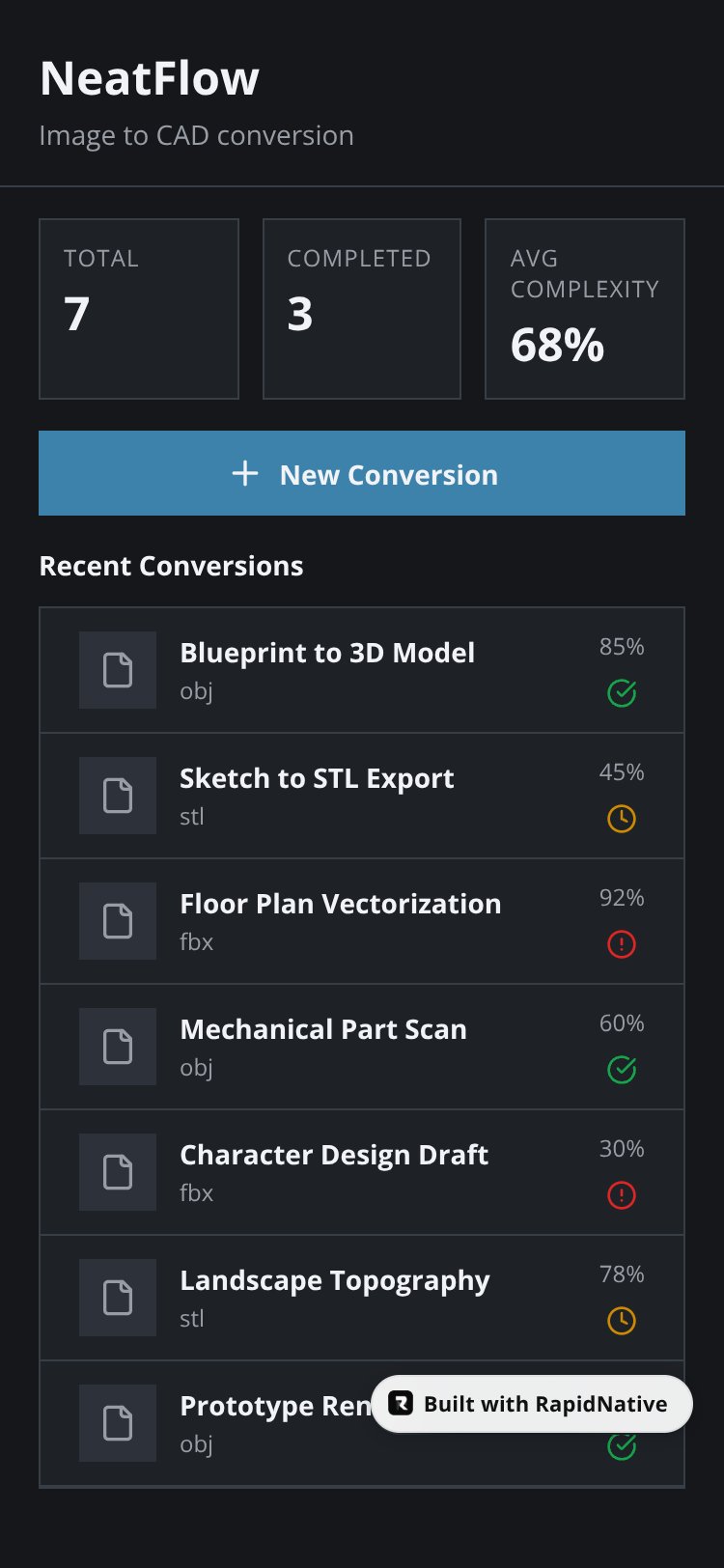 NeatFlow screen 1