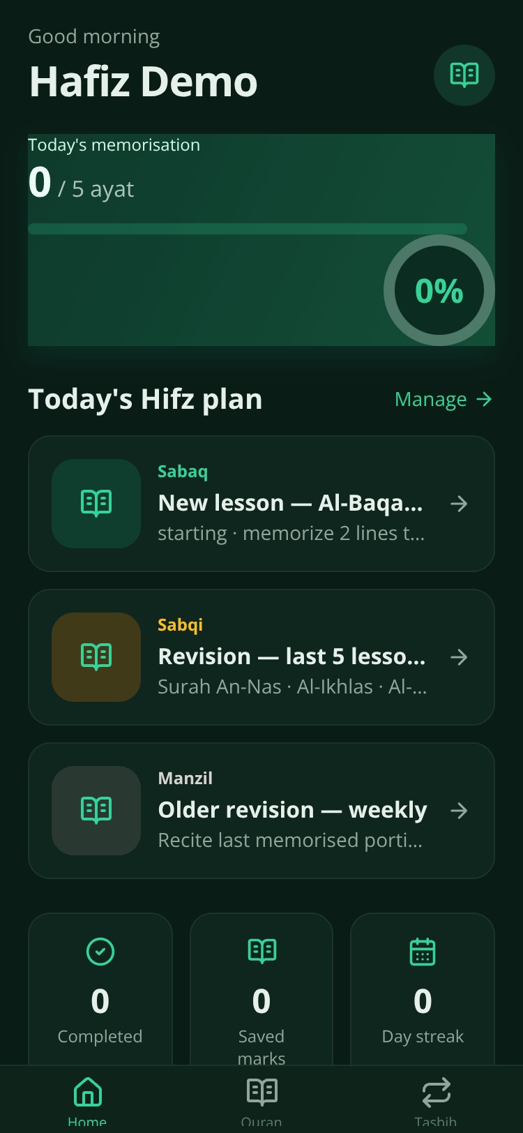 Hifz Companion screen 2