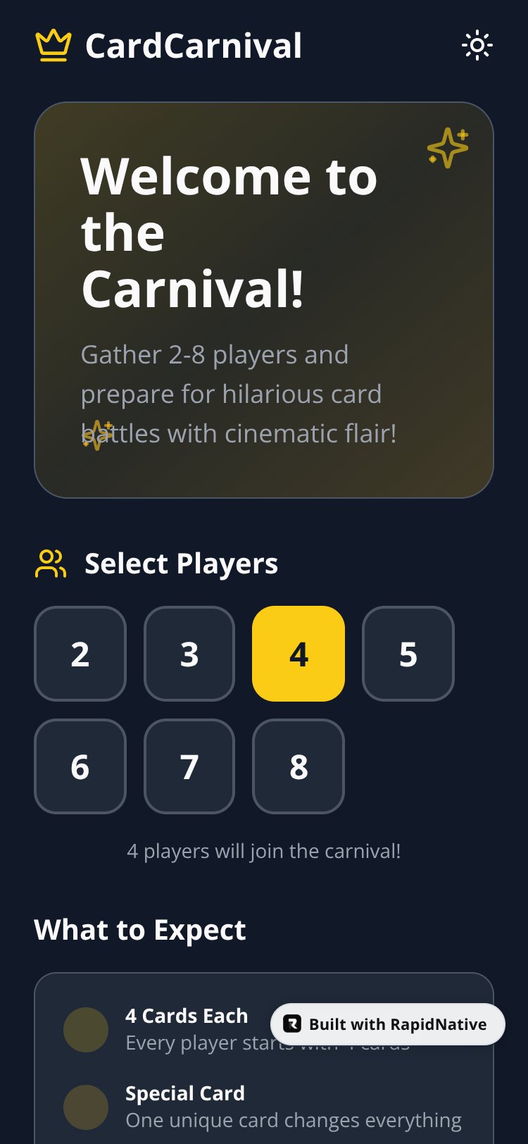 CardCarnival screen 1