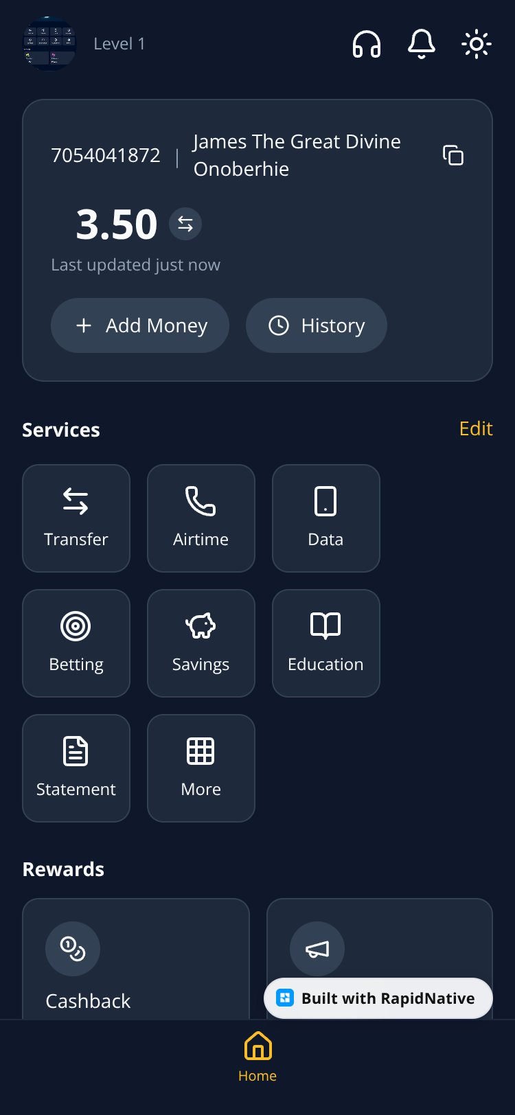 MyApp screen 1