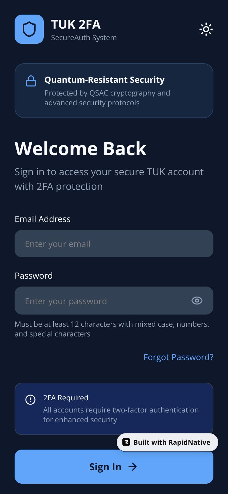 TUK 2FA SecureAuth screen 2