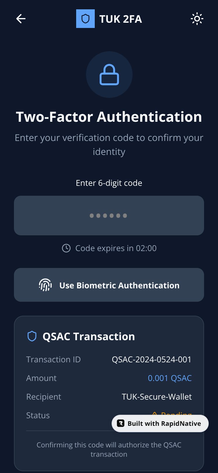 TUK 2FA SecureAuth screen 3