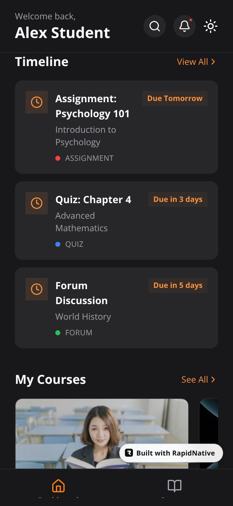 Moodle Mobile screen 2