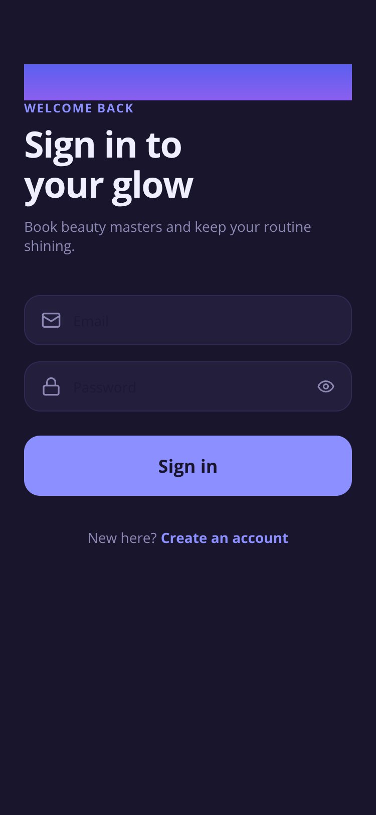 GlowUp screen 1