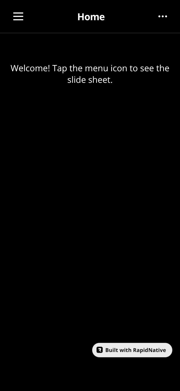 Slide Sheet Menu screen 1