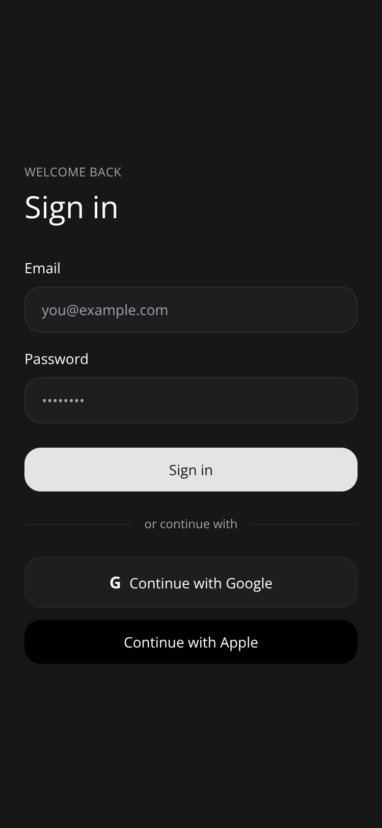 RapidNative App screen 1