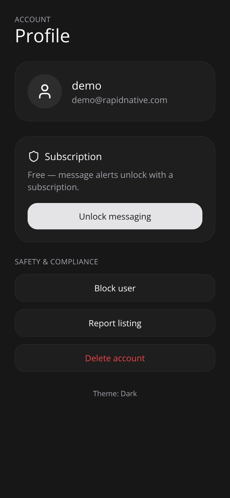 RapidNative App screen 2