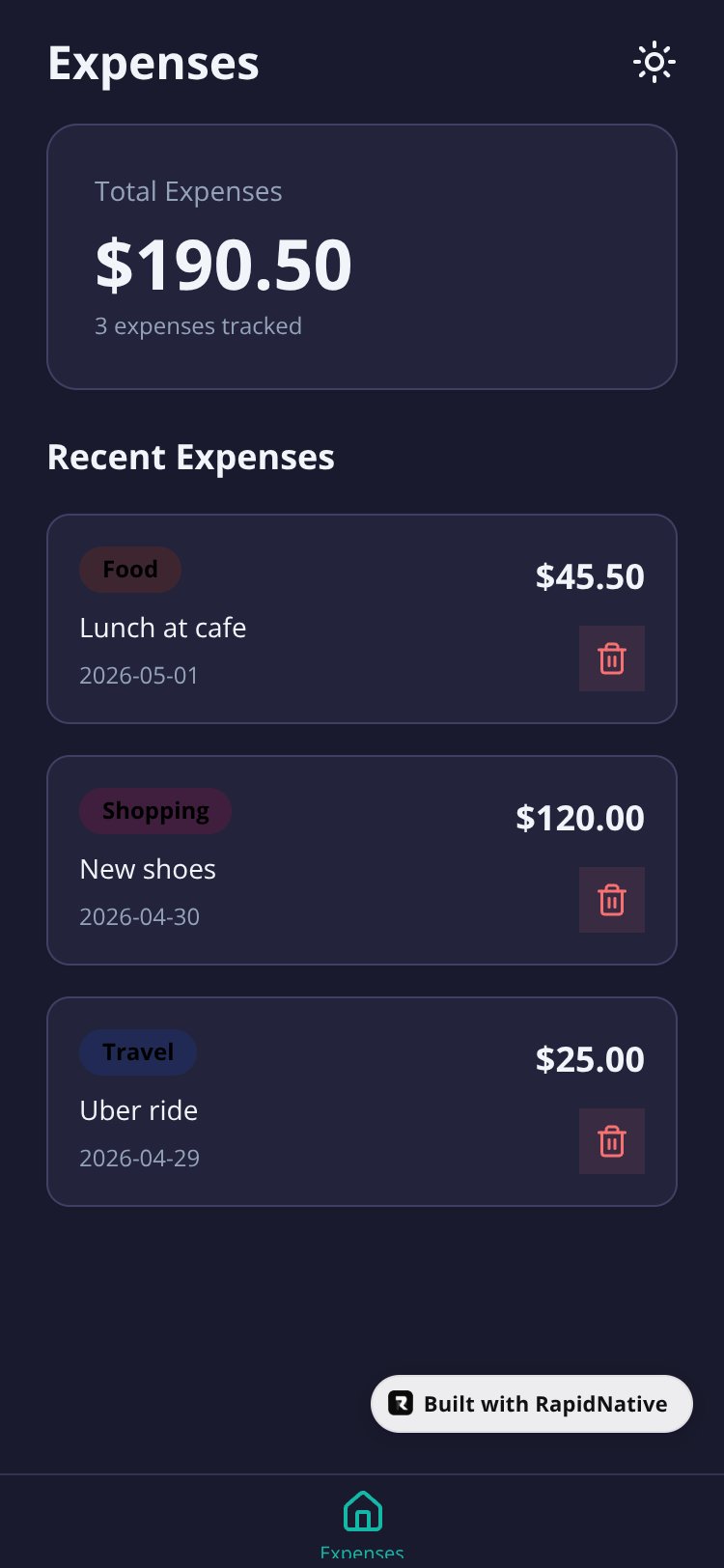 Expense Tracker screen 1