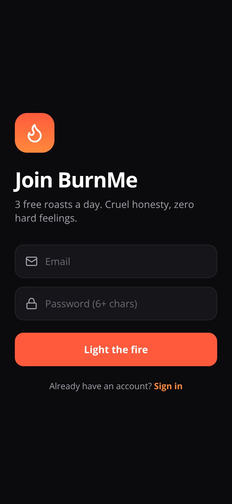 BurnMe screen 2