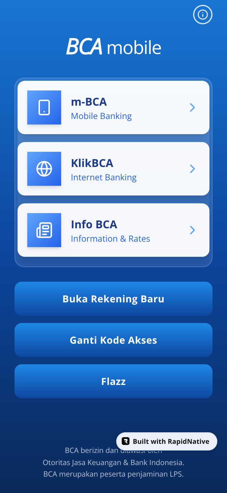 BCA Mobile screen 1