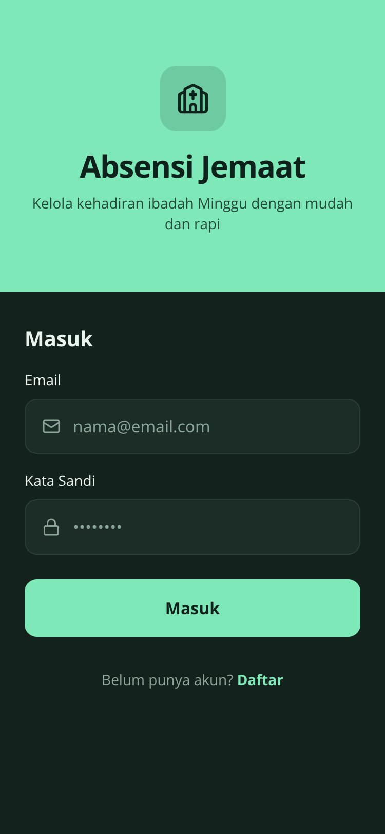 Absensi Jemaat screen 1