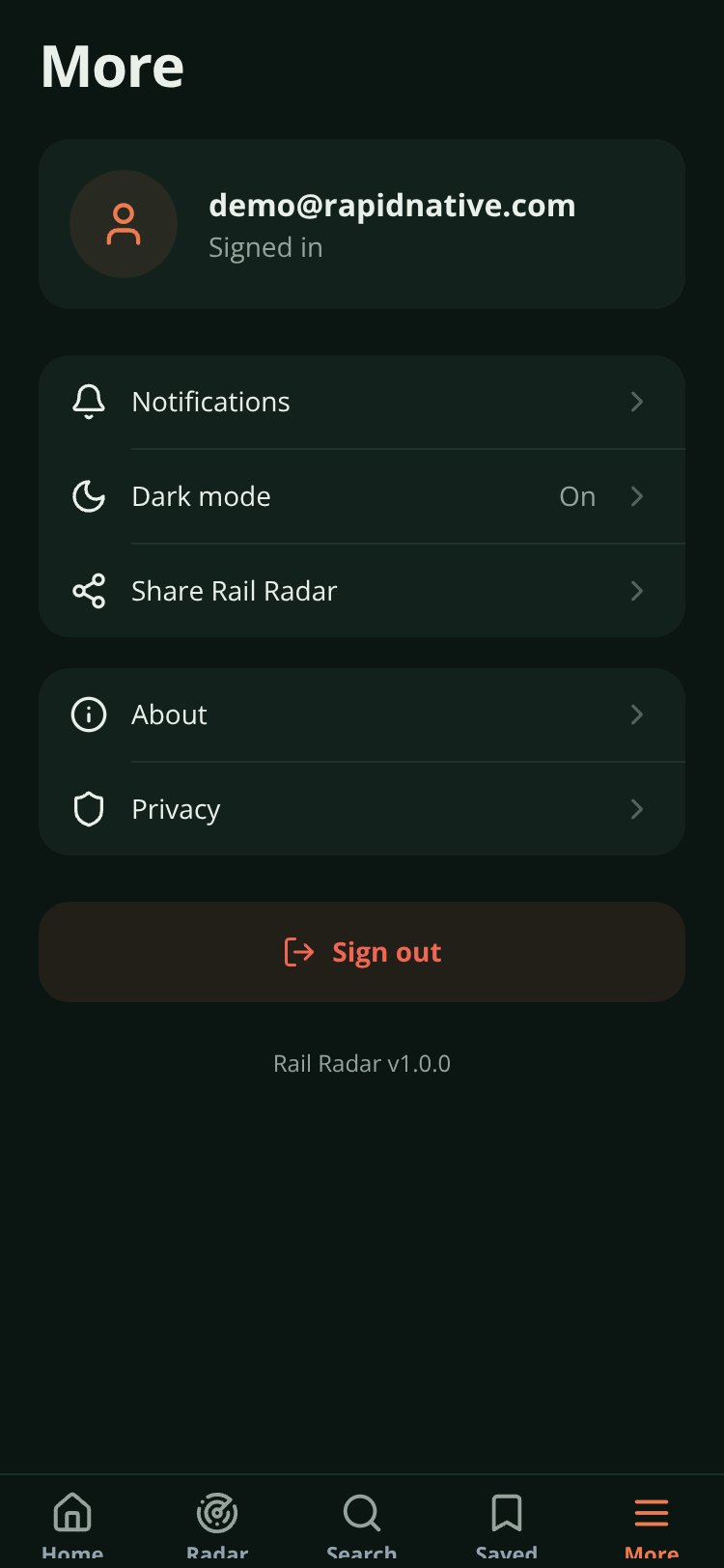 Rail Radar screen 4
