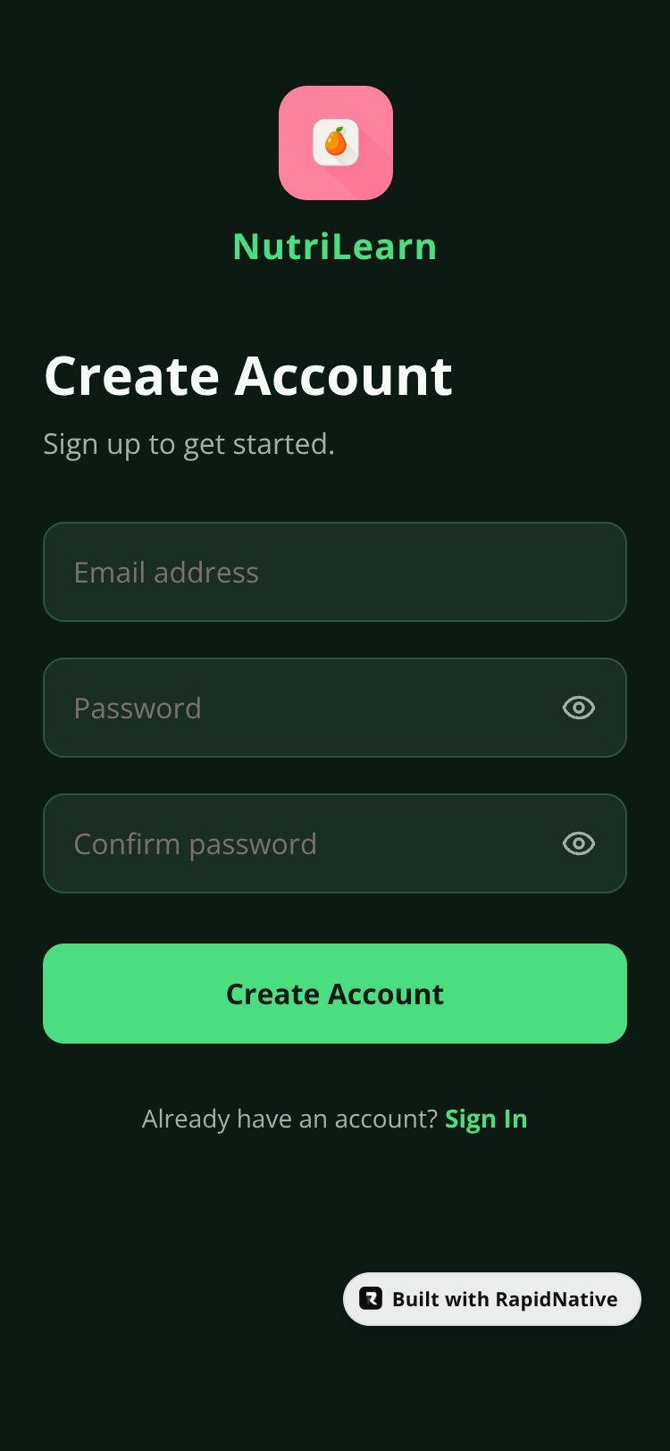 NutriLearn screen 2