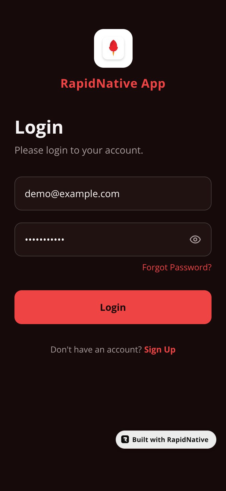 RapidNative App screen 1