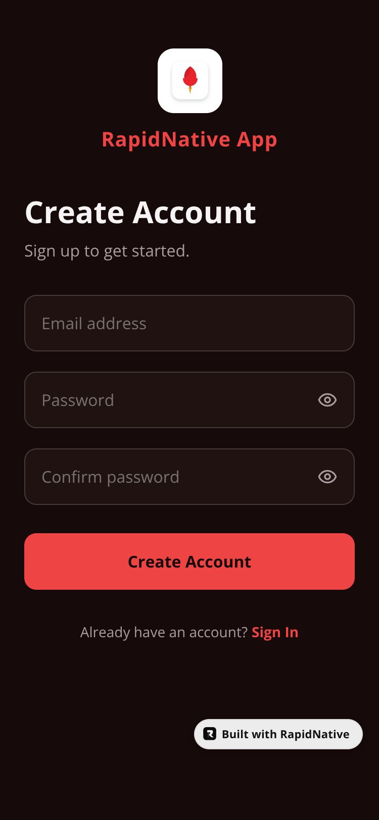 RapidNative App screen 2