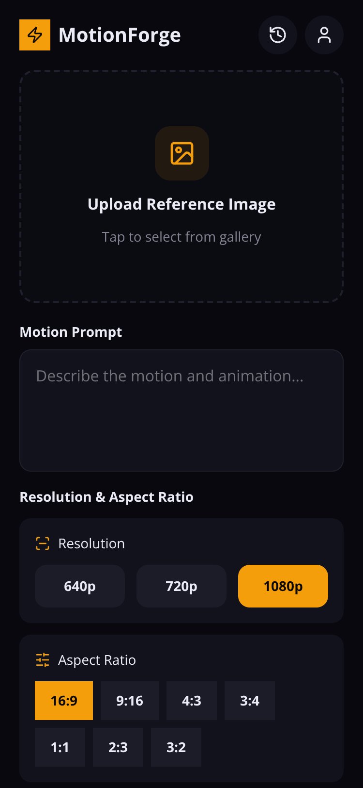 MotionForge screen 1