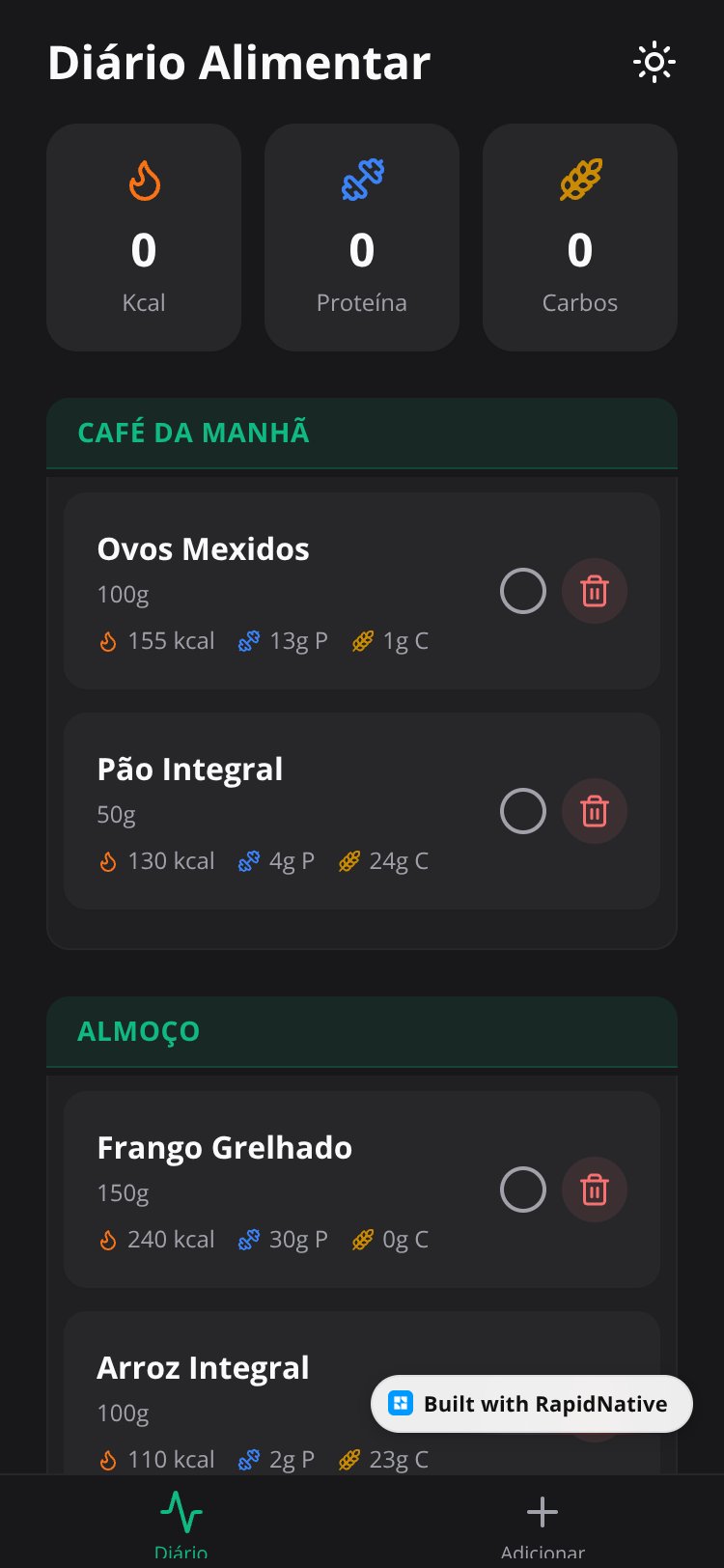 FoodTracker screen 2