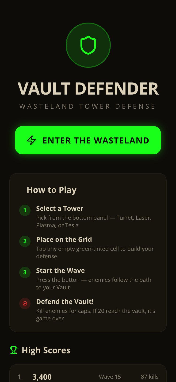 Vault Defender screen 2