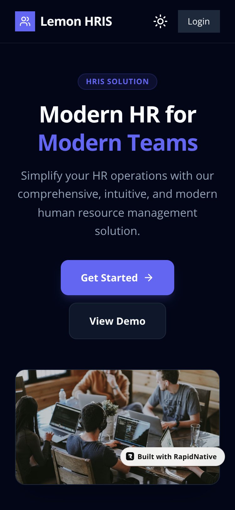 Lemon HRIS screen 1