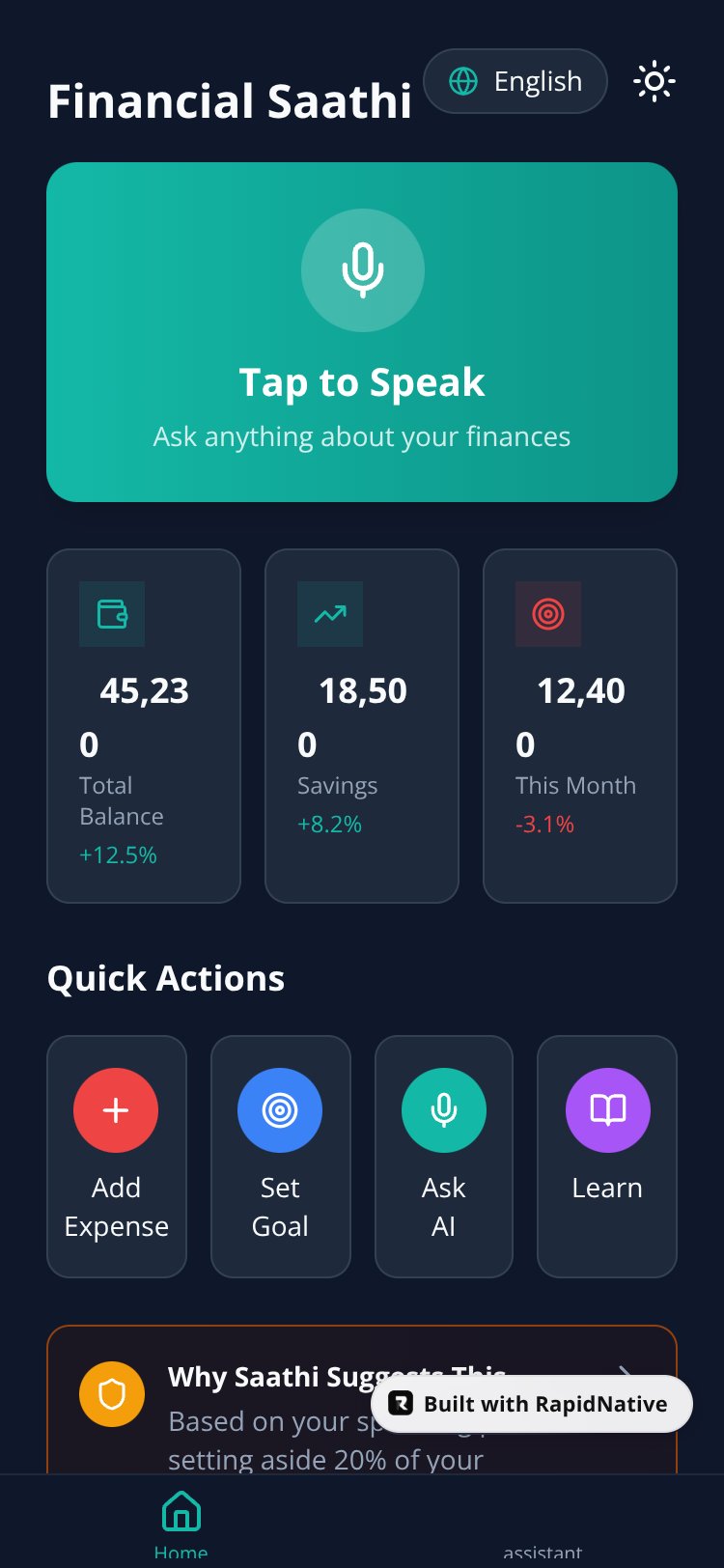 AI Financial Saathi screen 2