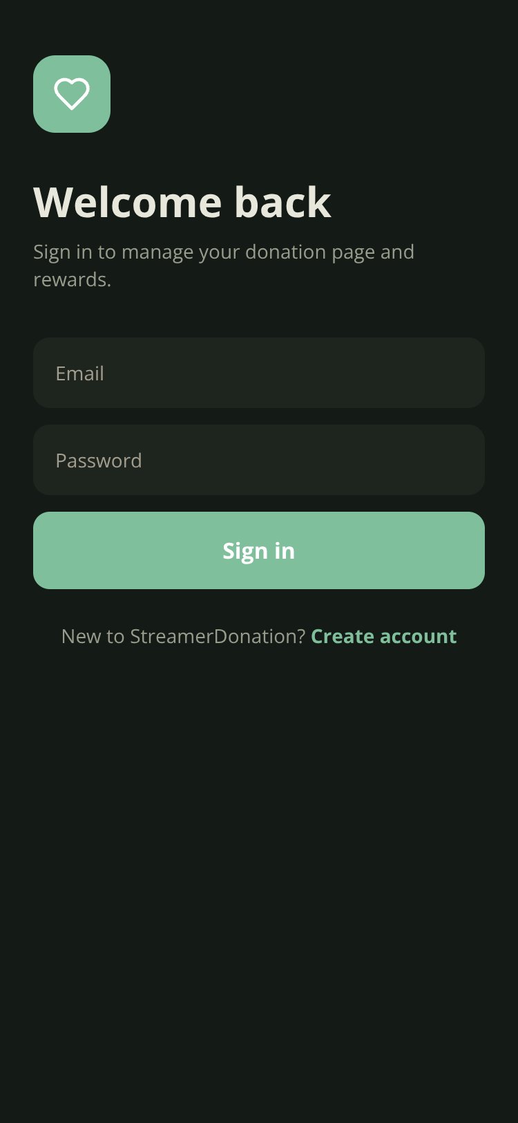 StreamerDonation screen 1