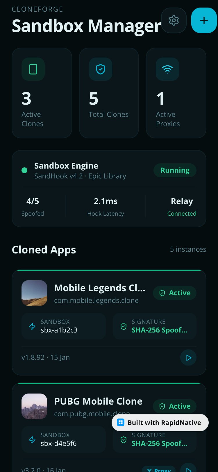 CloneForge screen 1