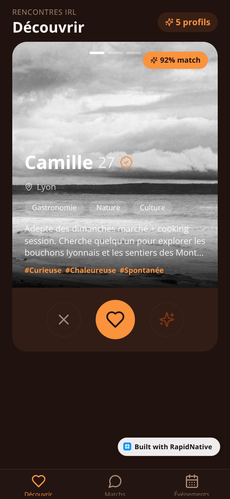Rencontres IRL screen 2