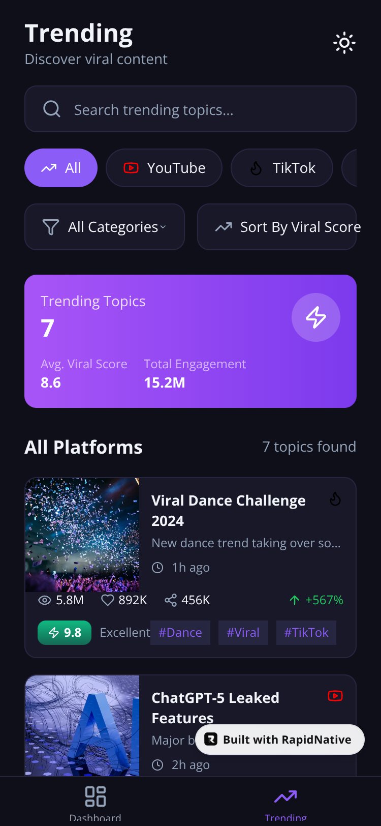 ViralFlow AI screen 2