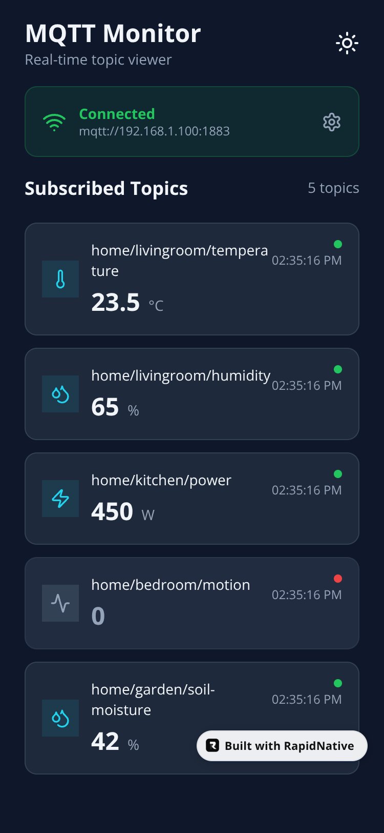 MQTT Monitor screen 1