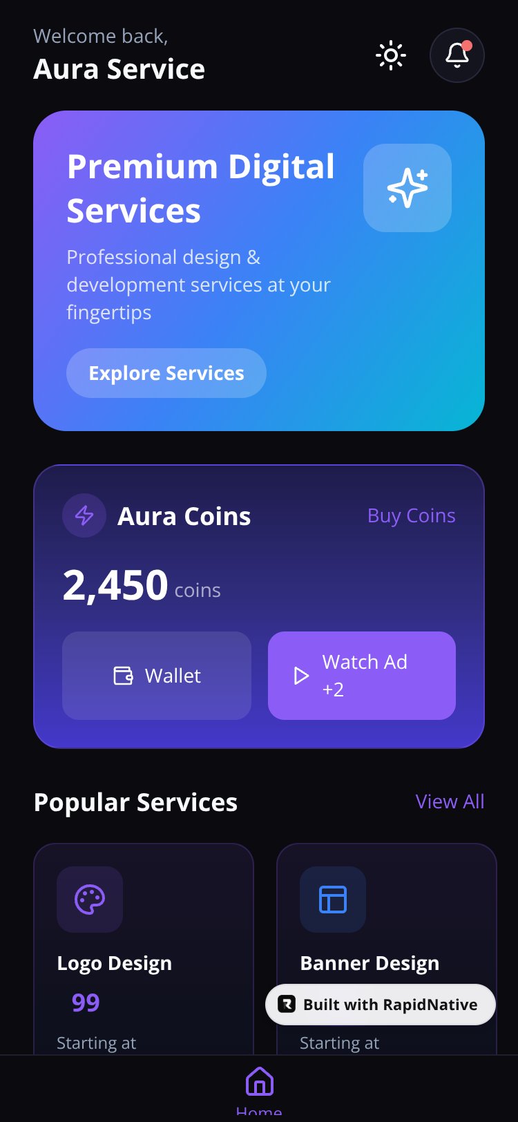 Aura Service App screen 1