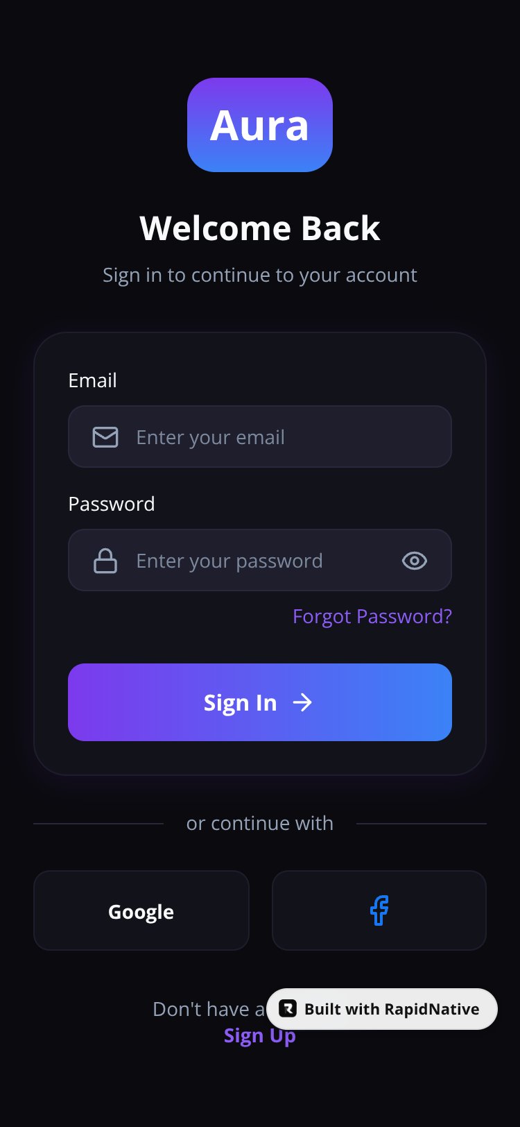 Aura Service App screen 2