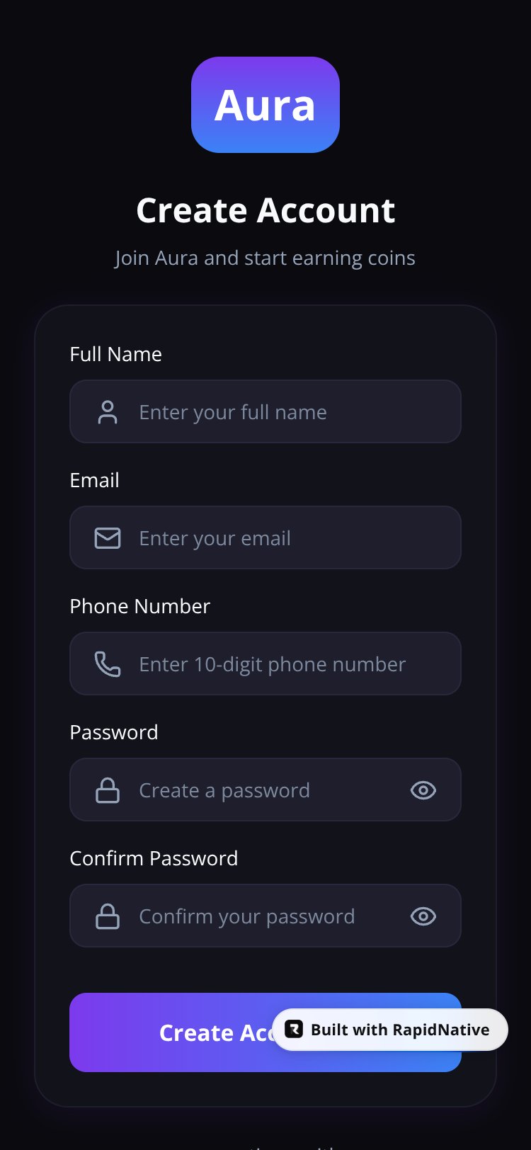 Aura Service App screen 3