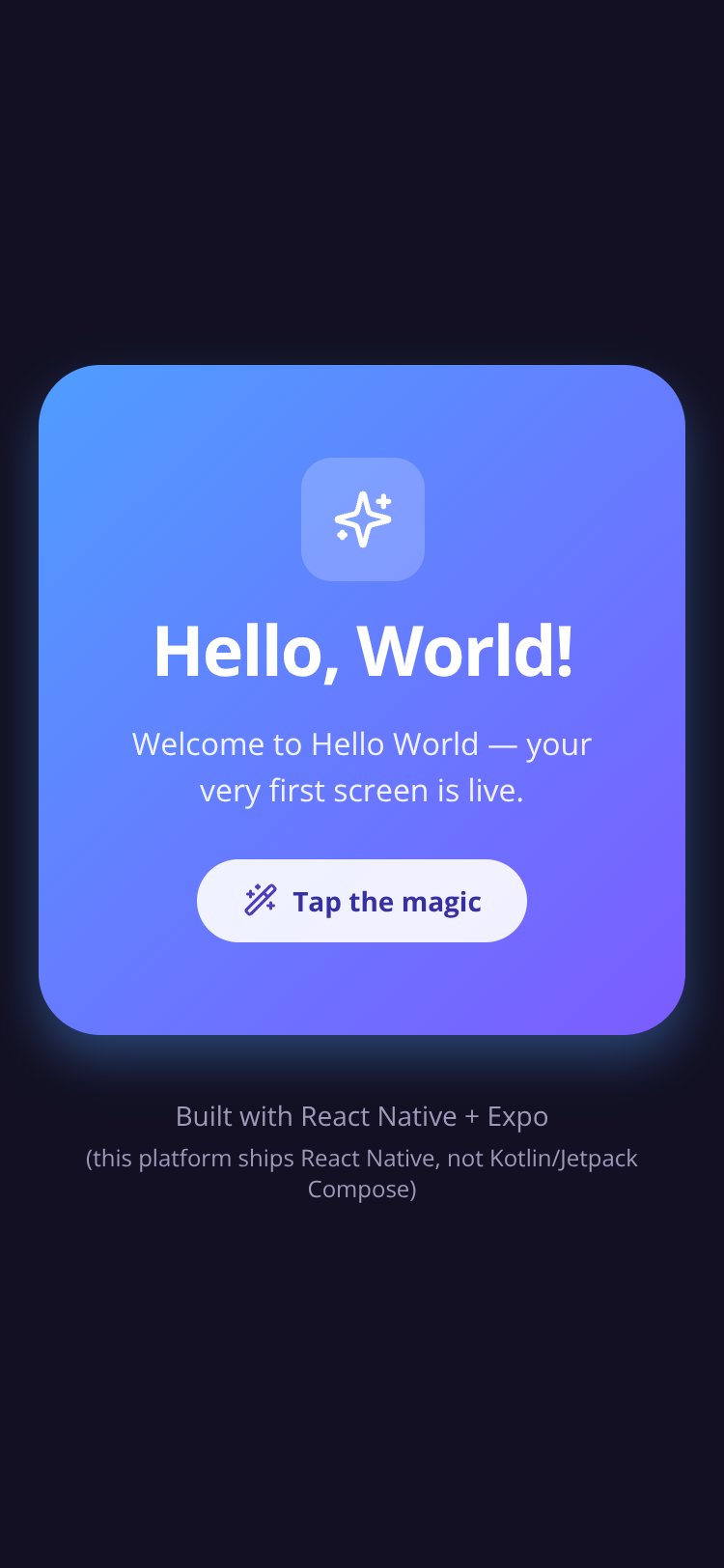 HelloWorld screen 1