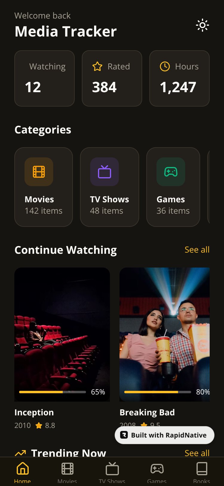 MediaTracker screen 2
