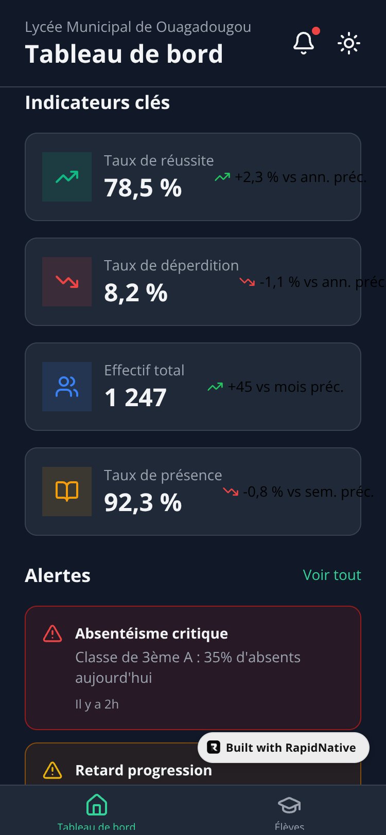 RÉUSSITE+ screen 2