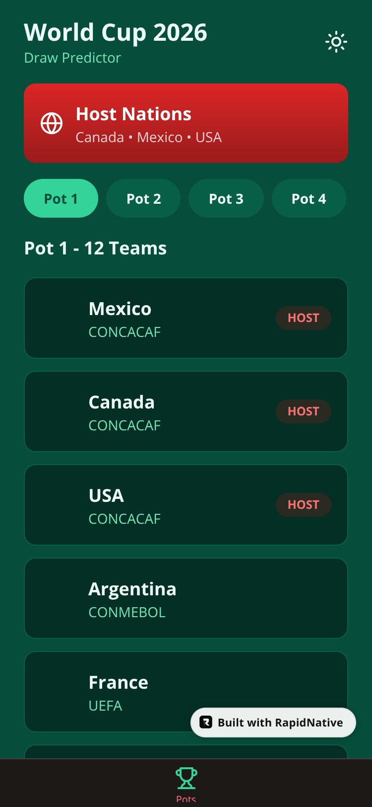 World Cup 2026 Draw Predictor screen 1