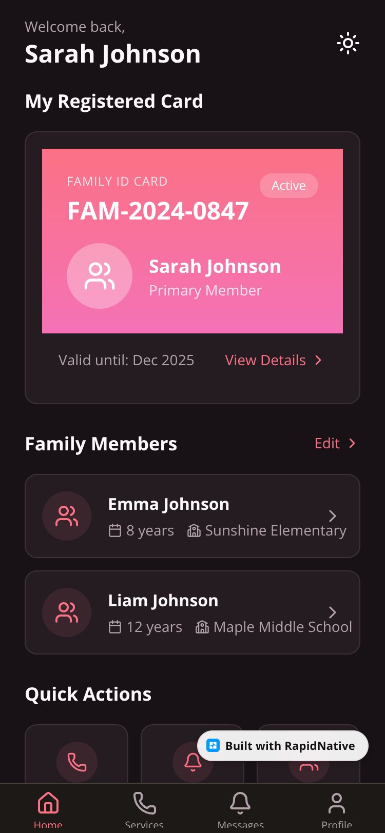 FamilyAssist screen 1