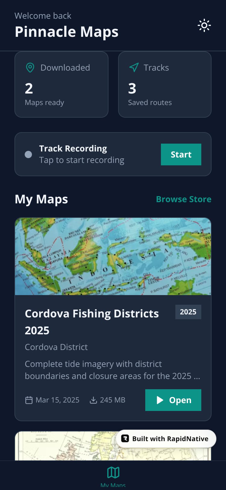 Pinnacle Maps screen 1