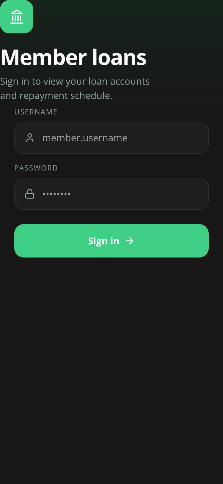 Member Loans screen 1